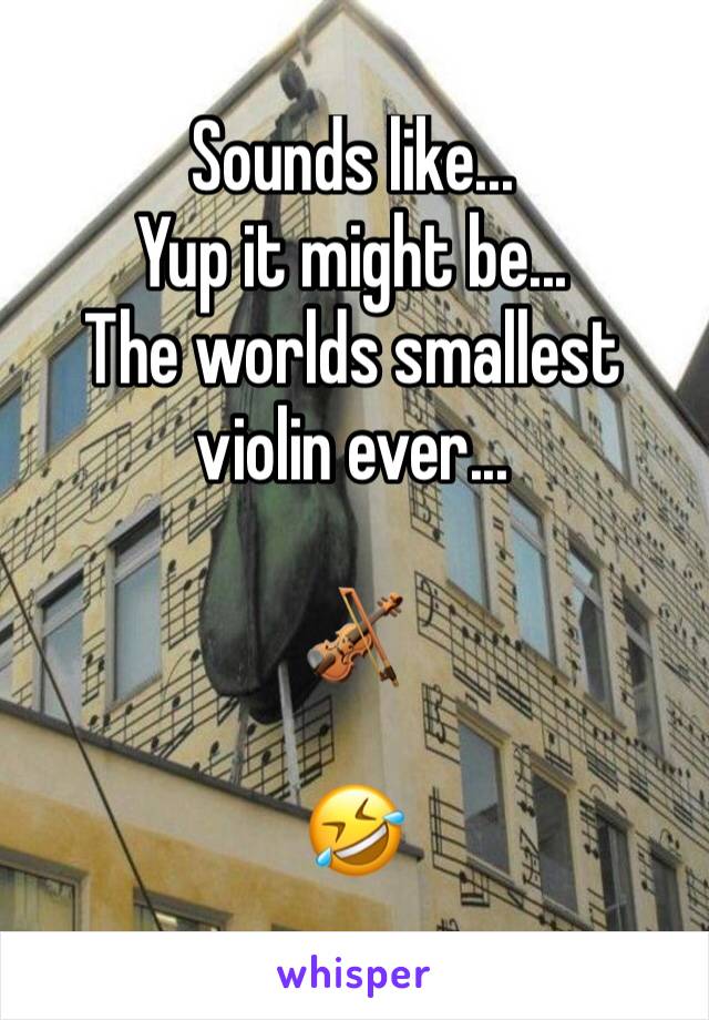 Sounds like...
Yup it might be...
The worlds smallest violin ever... 

🎻 

🤣