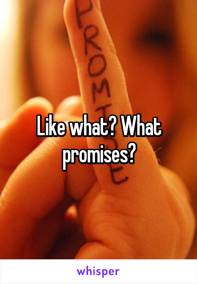 Like what? What promises?