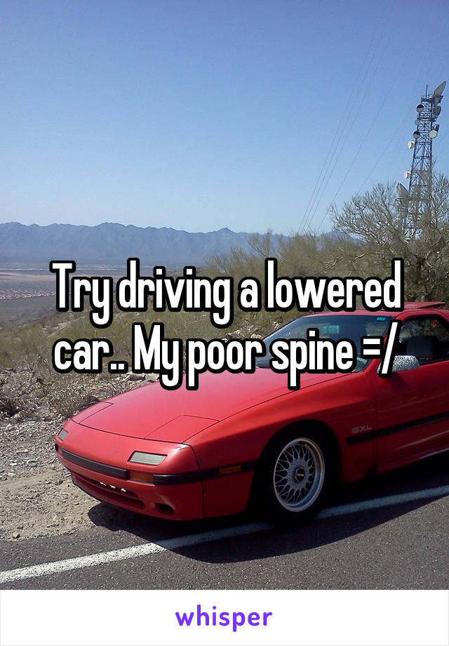 Try driving a lowered car.. My poor spine =/