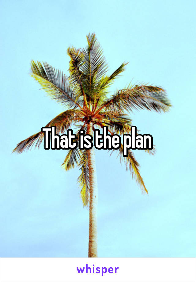 That is the plan 