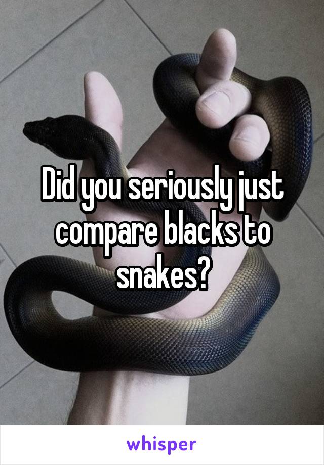 Did you seriously just compare blacks to snakes?