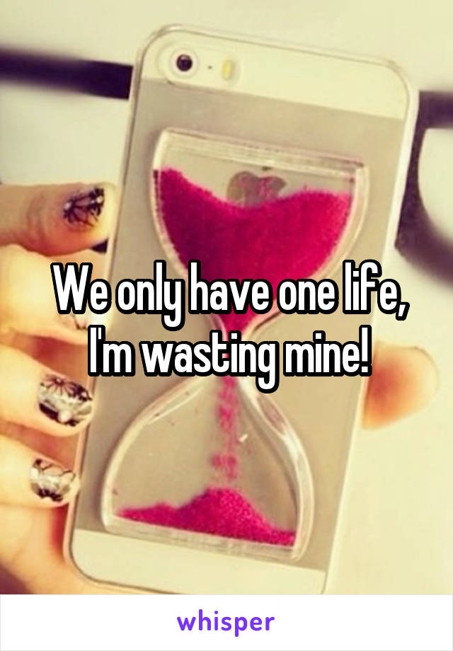 We only have one life, I'm wasting mine!