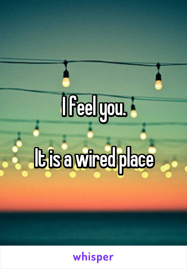 I feel you.

It is a wired place