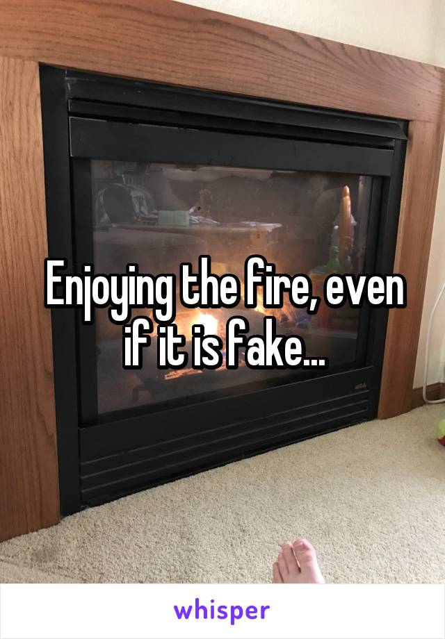 Enjoying the fire, even if it is fake...