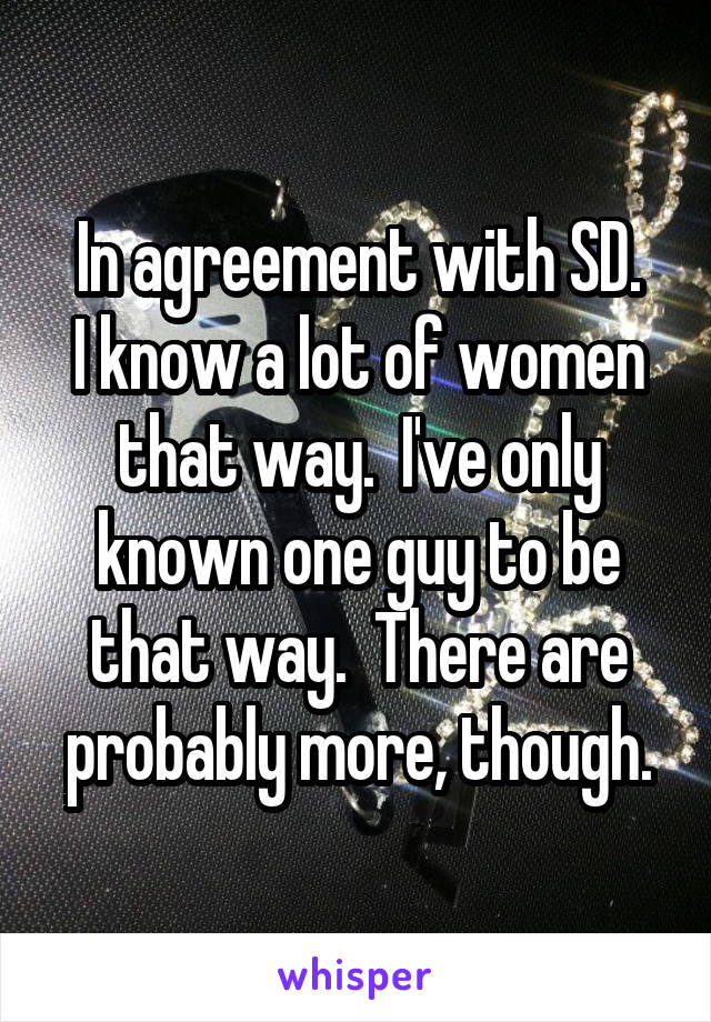 In agreement with SD.
I know a lot of women that way.  I've only known one guy to be that way.  There are probably more, though.
