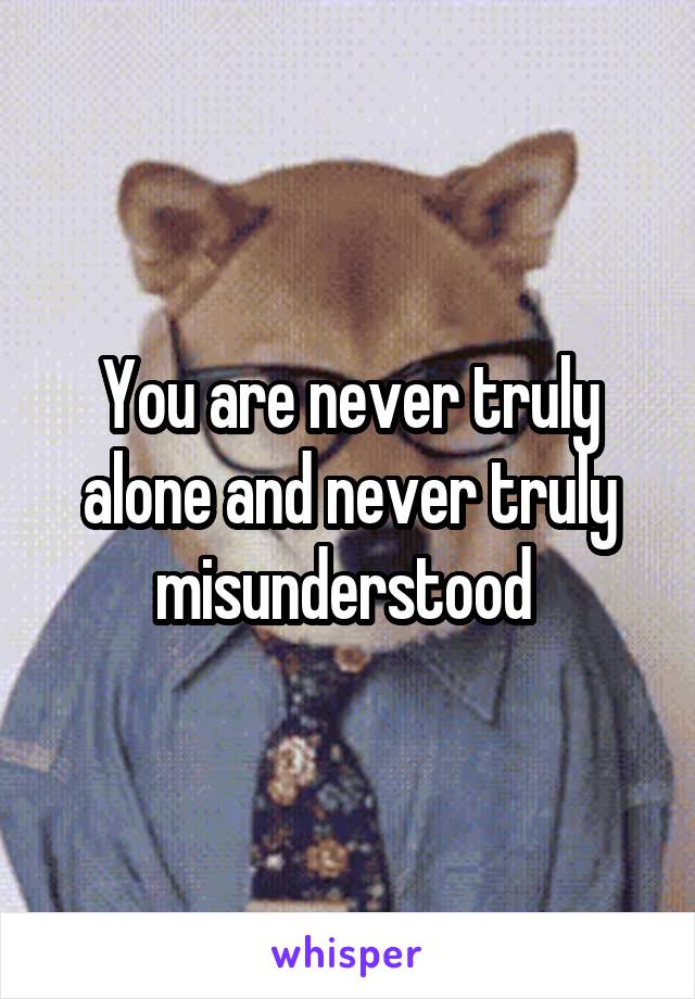 You are never truly alone and never truly misunderstood 