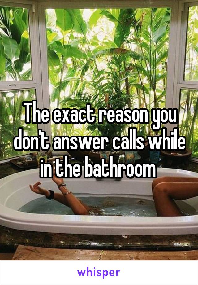 The exact reason you don't answer calls while in the bathroom 