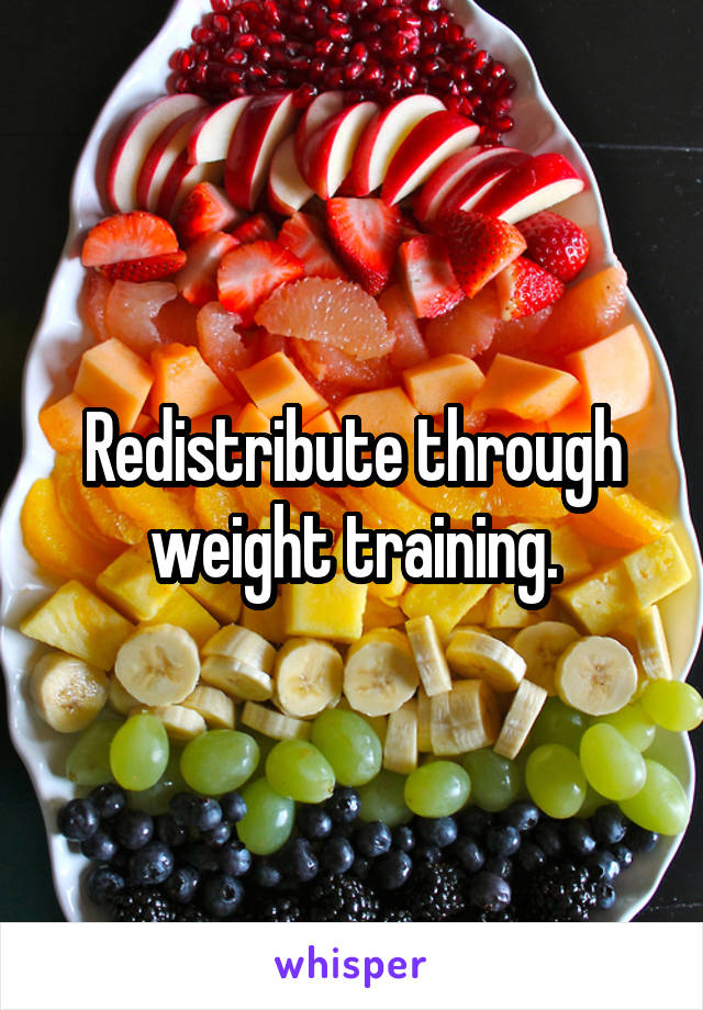 Redistribute through weight training.
