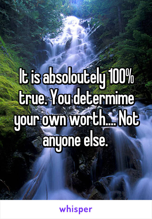 It is absoloutely 100% true. You determime your own worth.... Not anyone else. 