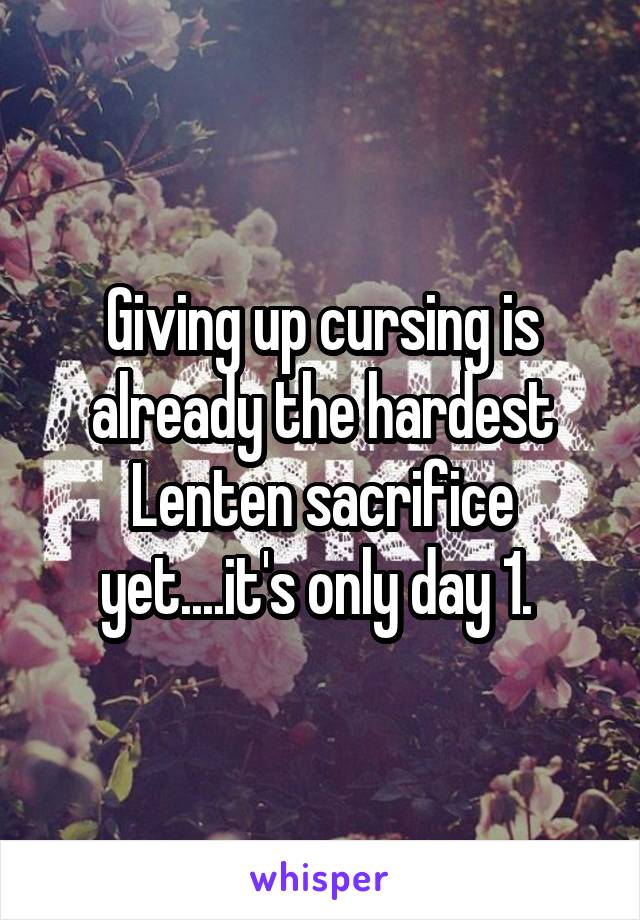 Giving up cursing is already the hardest Lenten sacrifice yet....it's only day 1. 