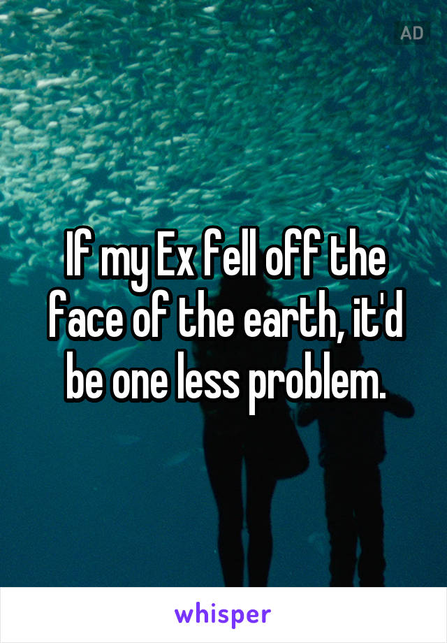 If my Ex fell off the face of the earth, it'd be one less problem.