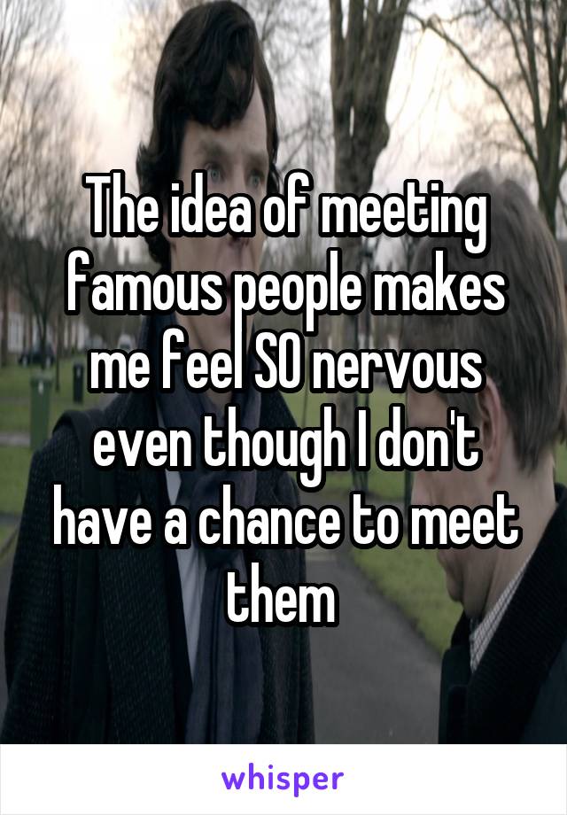 The idea of meeting famous people makes me feel SO nervous even though I don't have a chance to meet them 