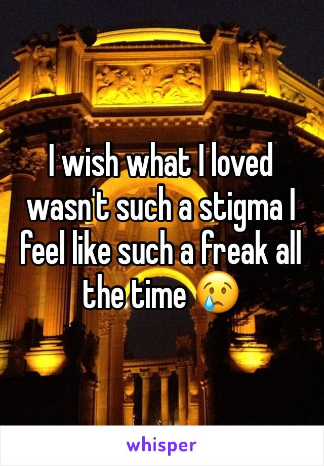 I wish what I loved wasn't such a stigma I feel like such a freak all the time 😢