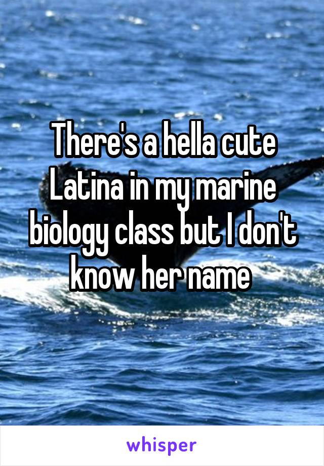 There's a hella cute Latina in my marine biology class but I don't know her name 
