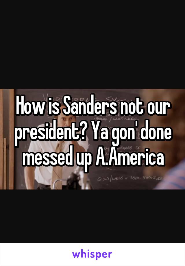 How is Sanders not our president? Ya gon' done messed up A.America