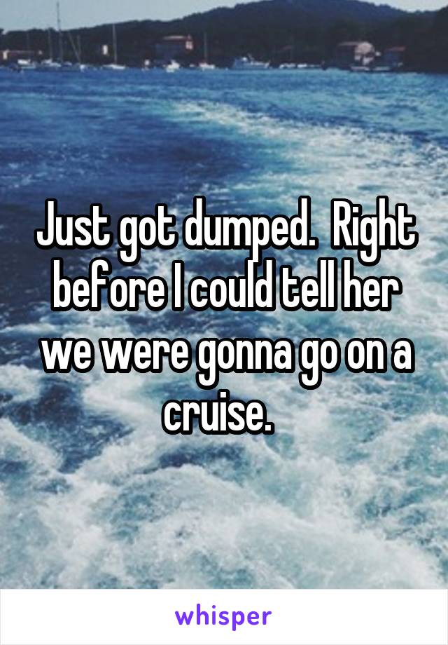 Just got dumped.  Right before I could tell her we were gonna go on a cruise.  