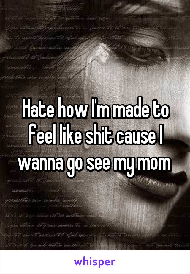 Hate how I'm made to feel like shit cause I wanna go see my mom 