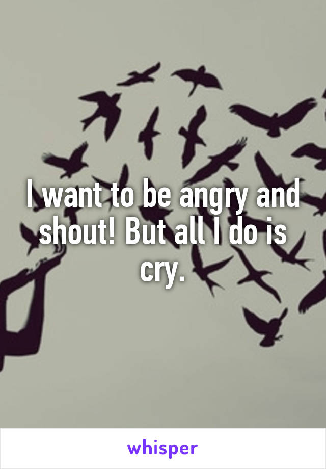 I want to be angry and shout! But all I do is cry.