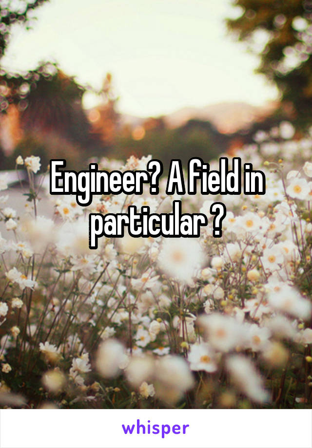 Engineer? A field in particular ?
