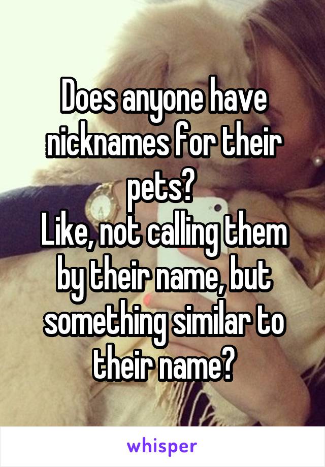 Does anyone have nicknames for their pets? 
Like, not calling them by their name, but something similar to their name?