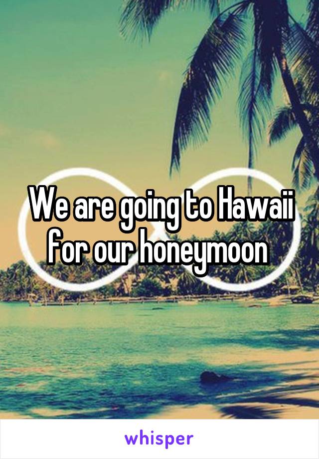 We are going to Hawaii for our honeymoon 