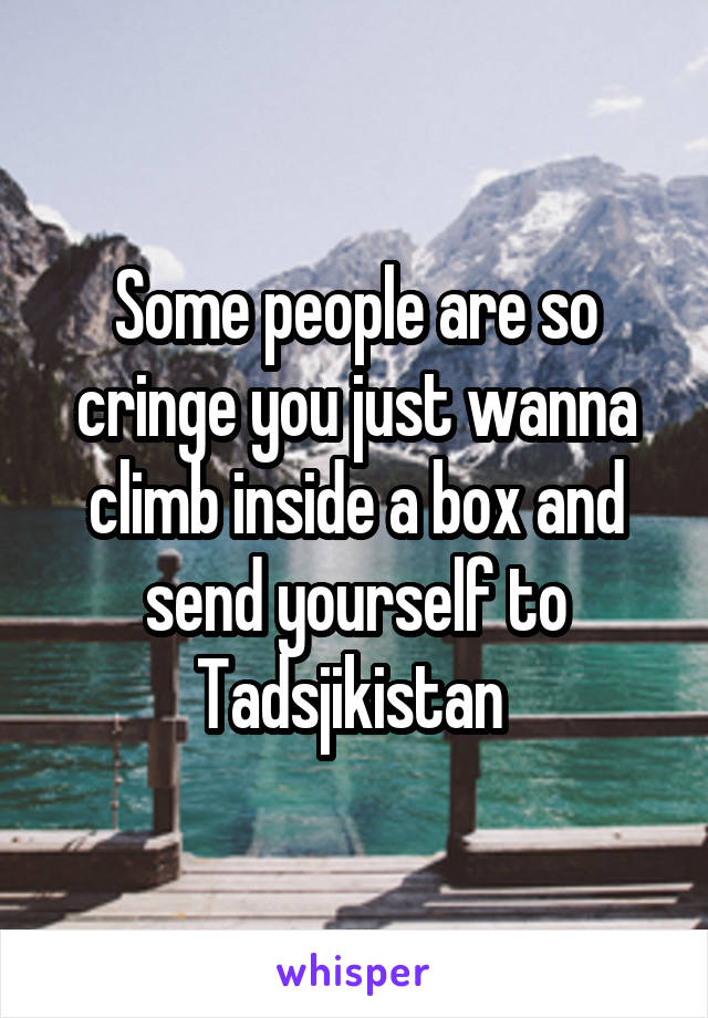 Some people are so cringe you just wanna climb inside a box and send yourself to Tadsjikistan 