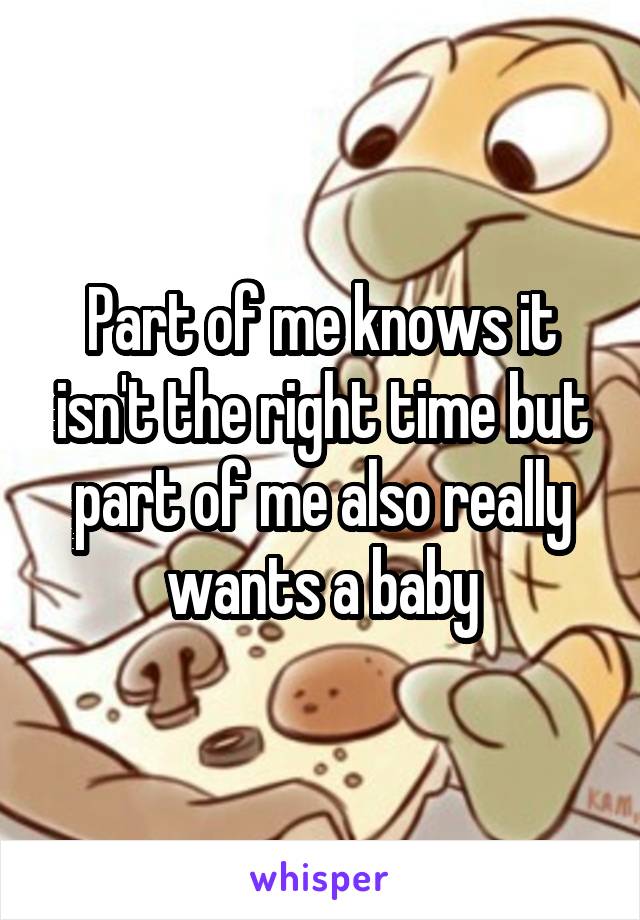 Part of me knows it isn't the right time but part of me also really wants a baby