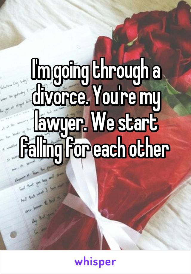 I'm going through a divorce. You're my lawyer. We start falling for each other 

