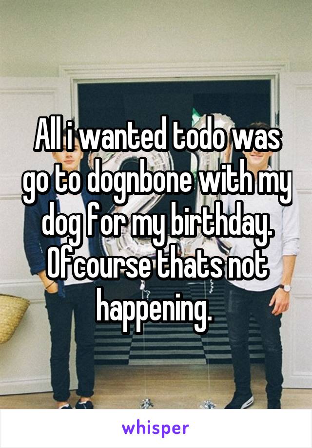 All i wanted todo was go to dognbone with my dog for my birthday. Ofcourse thats not happening. 