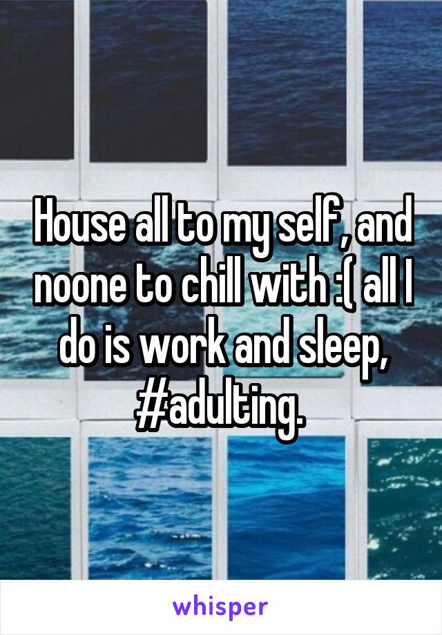 House all to my self, and noone to chill with :( all I do is work and sleep, #adulting. 