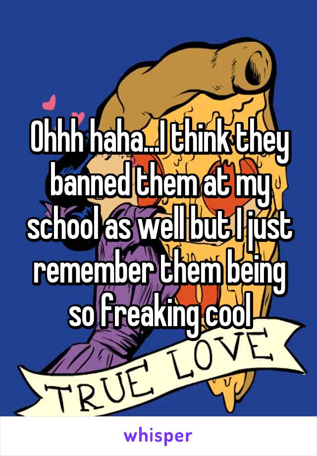 Ohhh haha...I think they banned them at my school as well but I just remember them being so freaking cool