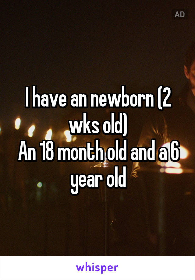 I have an newborn (2 wks old)
An 18 month old and a 6 year old