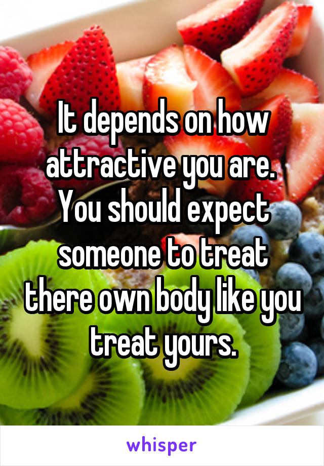 It depends on how attractive you are.  You should expect someone to treat there own body like you treat yours.