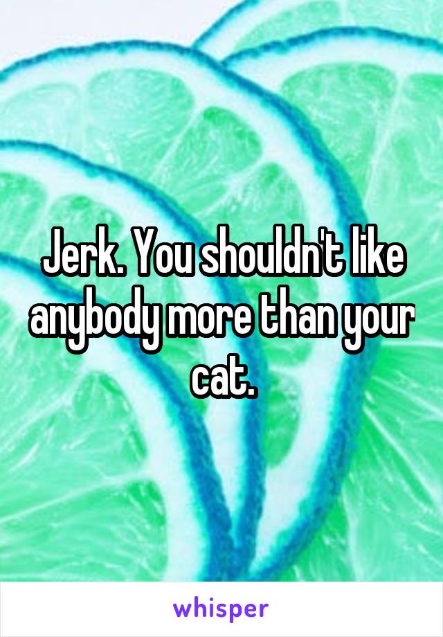 Jerk. You shouldn't like anybody more than your cat.