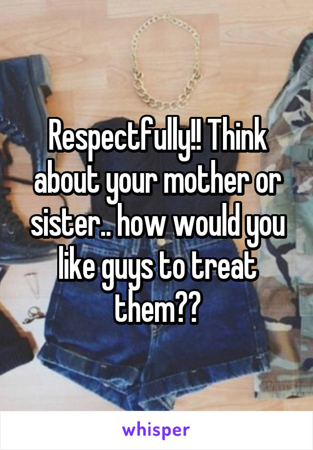 Respectfully!! Think about your mother or sister.. how would you like guys to treat them??