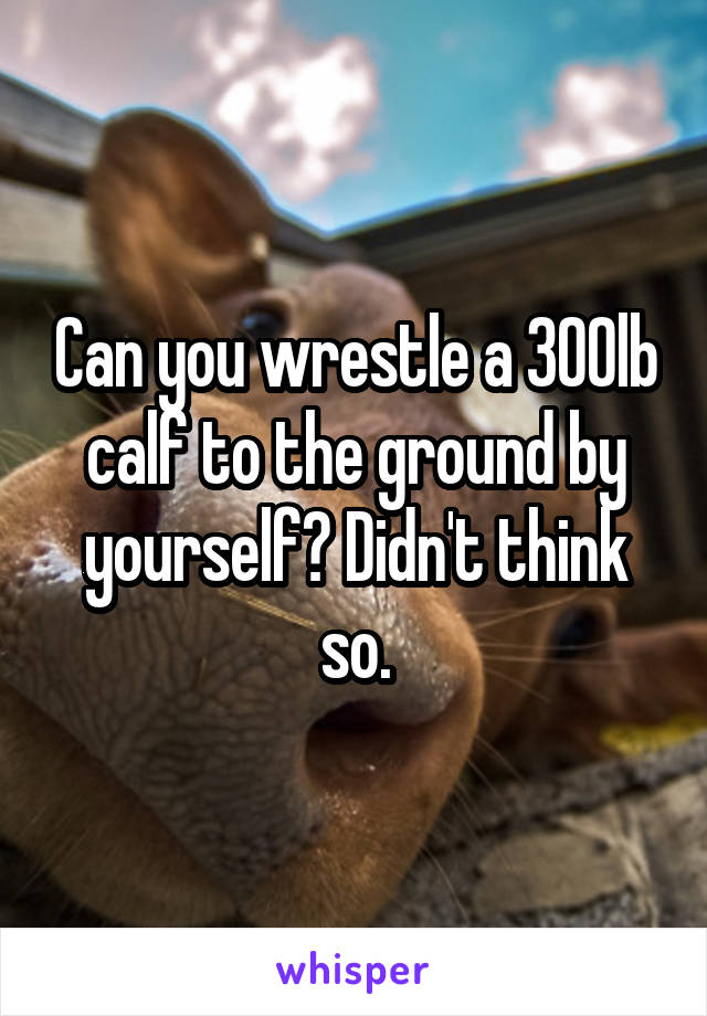 Can you wrestle a 300lb calf to the ground by yourself? Didn't think so.