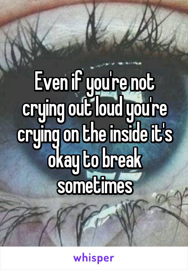 Even if you're not crying out loud you're crying on the inside it's okay to break sometimes