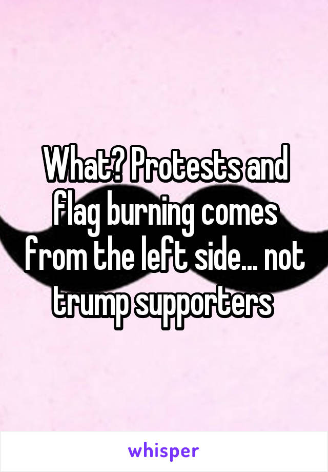 What? Protests and flag burning comes from the left side... not trump supporters 