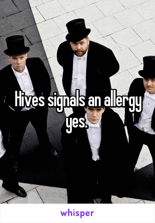 Hives signals an allergy yes. 