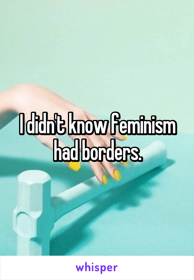 I didn't know feminism had borders.