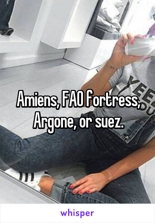 Amiens, FAO fortress, Argone, or suez.