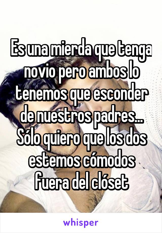 Es una mierda que tenga novio pero ambos lo tenemos que esconder de nuestros padres... Sólo quiero que los dos estemos cómodos fuera del clóset