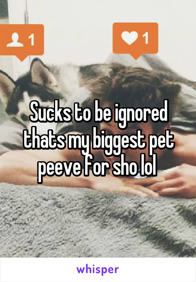 Sucks to be ignored thats my biggest pet peeve for sho lol 