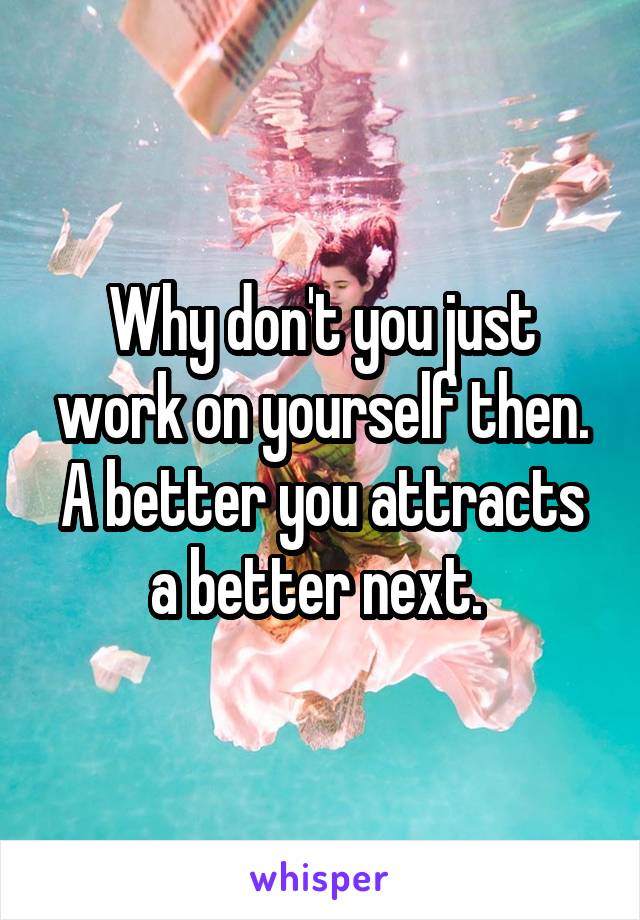 Why don't you just work on yourself then. A better you attracts a better next. 