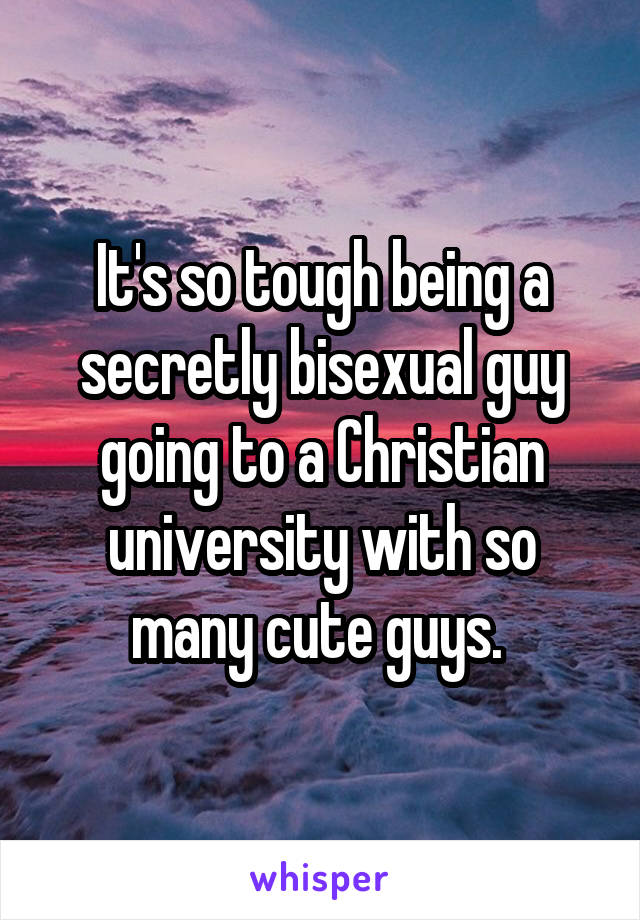 It's so tough being a secretly bisexual guy going to a Christian university with so many cute guys. 