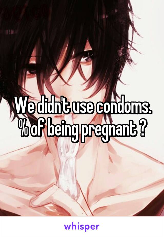 We didn't use condoms. % of being pregnant ?