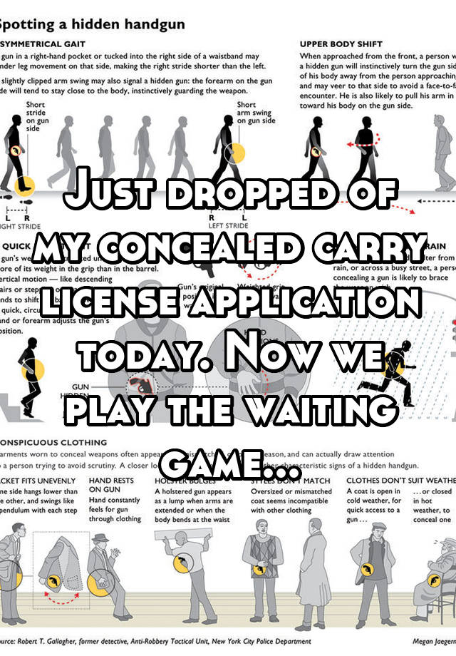 Just dropped of my concealed carry license application today. Now we play the waiting game...