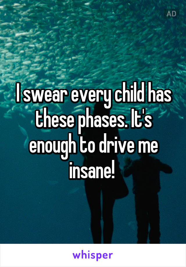 I swear every child has these phases. It's enough to drive me insane! 