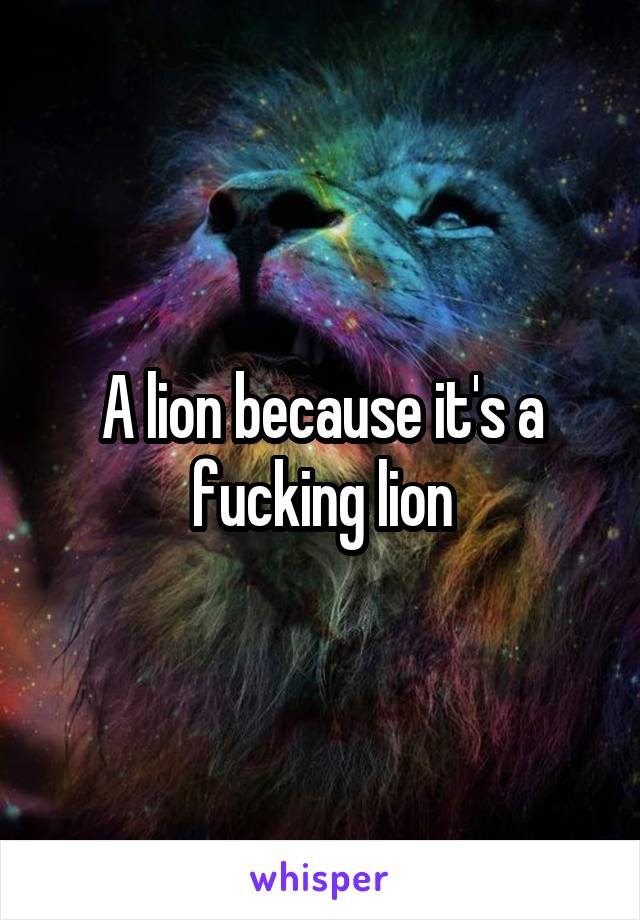 A lion because it's a fucking lion