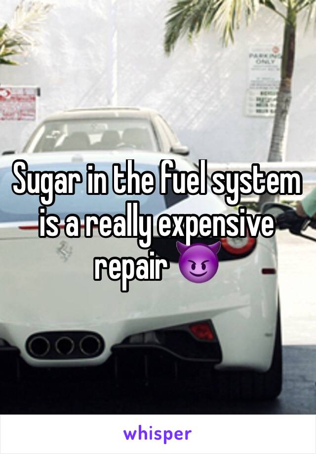 Sugar in the fuel system is a really expensive repair 😈